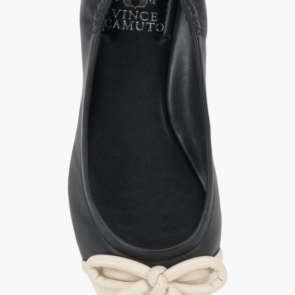 Women's Black and Cream Ballet Flats - Picture 3 of 5
